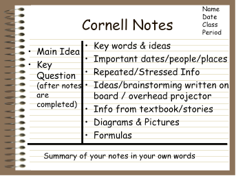 cornell method of note taking